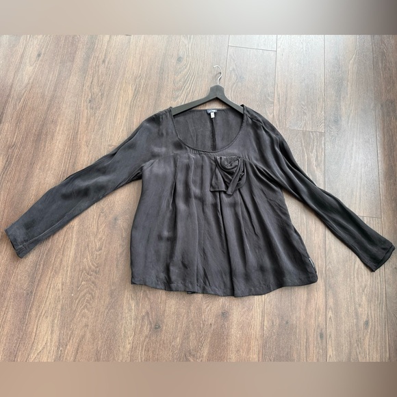 Armani Vegan Silk Pleated Top in Black - Picture 1 of 9